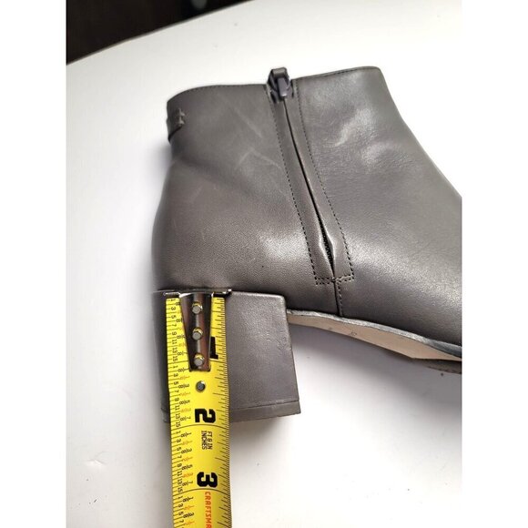 Cole Haan Gray Leather Ankle Boots With Side Zipper & Block Pump Heel Size 7.5 B - Picture 10 of 13